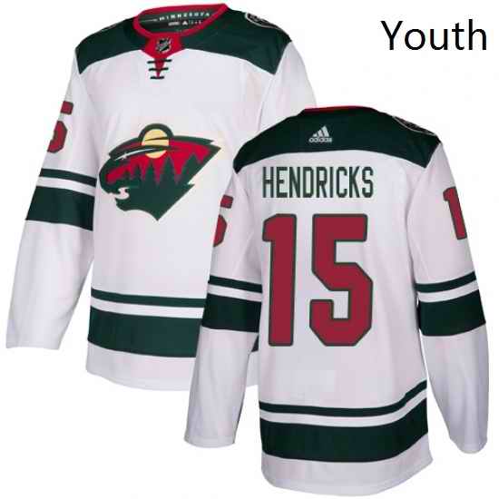 Youth Adidas Minnesota Wild 15 Matt Hendricks Authentic White Away NHL Jersey